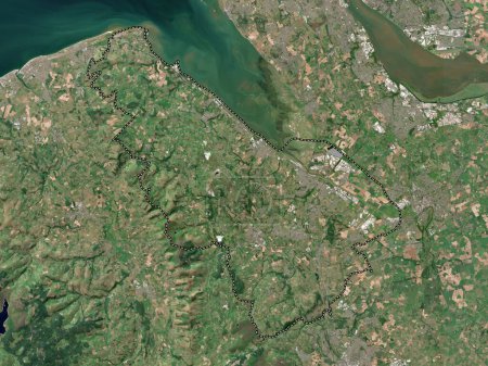 Téléchargez les photos : Flintshire, région du Pays de Galles - Grande-Bretagne. Carte satellite basse résolution - en image libre de droit