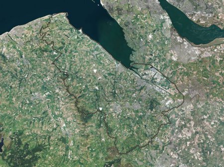 Téléchargez les photos : Flintshire, région du Pays de Galles - Grande-Bretagne. Carte satellite haute résolution - en image libre de droit