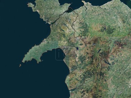 Foto de Gwynedd, región de Gales - Gran Bretaña. Mapa de satélite de alta resolución - Imagen libre de derechos