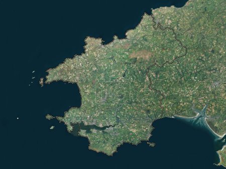 Téléchargez les photos : Pembrokeshire, région du Pays de Galles - Grande-Bretagne. Carte satellite haute résolution - en image libre de droit