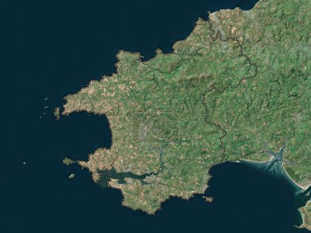 Téléchargez les photos : Pembrokeshire, région du Pays de Galles - Grande-Bretagne. Carte satellite basse résolution - en image libre de droit