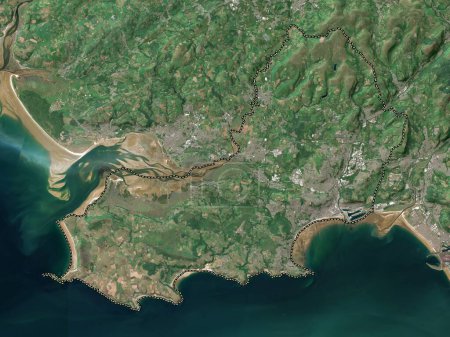 Téléchargez les photos : Swansea, région du Pays de Galles - Grande-Bretagne. Carte satellite basse résolution - en image libre de droit