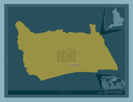 Photo for Adur, non metropolitan district of England - Great Britain. Solid color shape. Locations and names of major cities of the region. Corner auxiliary location maps - Royalty Free Image