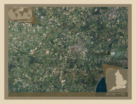 Photo for Ashford, non metropolitan district of England - Great Britain. High resolution satellite map. Locations and names of major cities of the region. Corner auxiliary location maps - Royalty Free Image