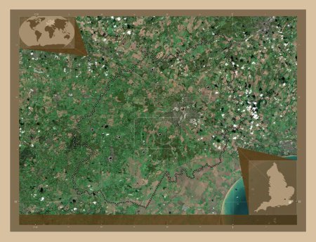 Photo for Ashford, non metropolitan district of England - Great Britain. Low resolution satellite map. Locations of major cities of the region. Corner auxiliary location maps - Royalty Free Image