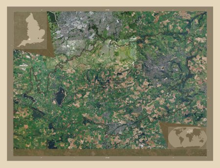 Foto de Bath and North East Somerset, autoridad unitaria de Inglaterra Gran Bretaña. Mapa satelital de alta resolución. Mapas de ubicación auxiliares de esquina - Imagen libre de derechos