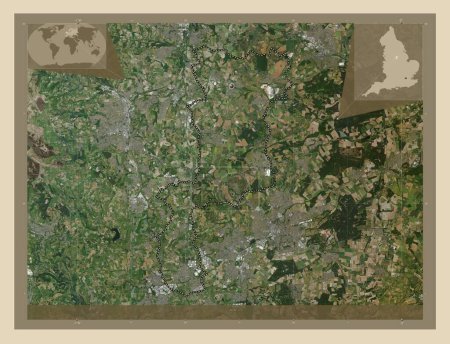 Photo for Bolsover, non metropolitan district of England - Great Britain. High resolution satellite map. Corner auxiliary location maps - Royalty Free Image