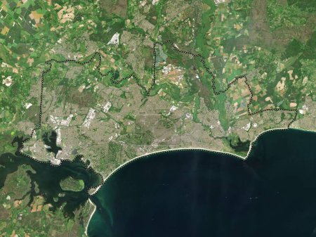 Foto de Bournemouth, Christchurch y Poole, autoridad unitaria de Inglaterra Gran Bretaña. Mapa satelital de baja resolución - Imagen libre de derechos