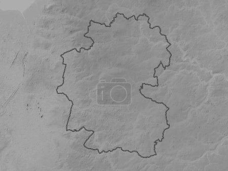 Téléchargez les photos : Breckland, district non métropolitain d'Angleterre - Grande-Bretagne. Carte d'altitude en niveaux de gris avec lacs et rivières - en image libre de droit