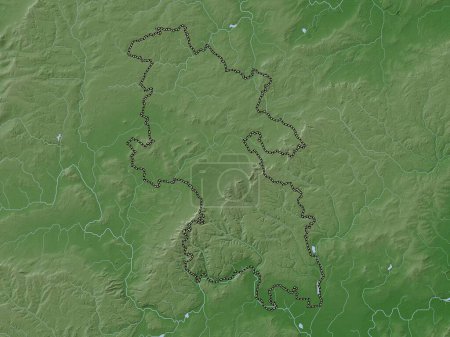 Foto de Buckinghamshire, condado administrativo de Inglaterra - Gran Bretaña. Mapa de elevación coloreado en estilo wiki con lagos y ríos - Imagen libre de derechos