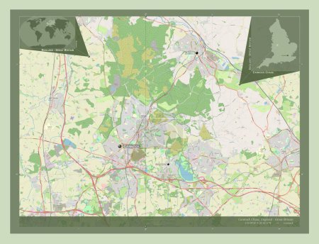 Photo for Cannock Chase, non metropolitan district of England - Great Britain. Open Street Map. Locations and names of major cities of the region. Corner auxiliary location maps - Royalty Free Image
