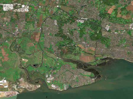Téléchargez les photos : Castle Point, district non métropolitain d'Angleterre - Grande-Bretagne. Carte satellite basse résolution - en image libre de droit