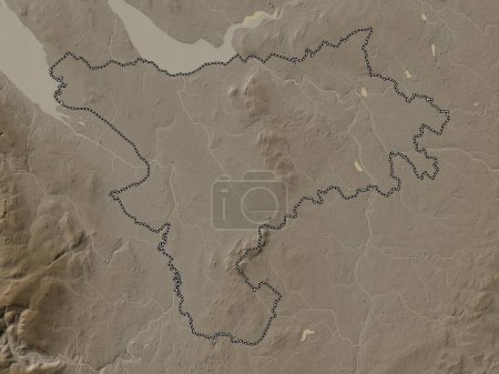 Photo for Cheshire West and Chester, administrative county of England - Great Britain. Elevation map colored in sepia tones with lakes and rivers - Royalty Free Image