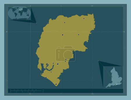 Photo for Chichester, non metropolitan district of England - Great Britain. Solid color shape. Locations of major cities of the region. Corner auxiliary location maps - Royalty Free Image