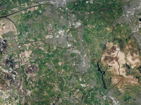 Foto de Chorley, distrito no metropolitano de Inglaterra Gran Bretaña. Mapa de satélite de alta resolución - Imagen libre de derechos