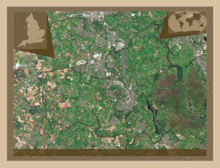 Téléchargez les photos : Chorley, district non métropolitain d'Angleterre - Grande-Bretagne. Carte satellite basse résolution. Corner cartes de localisation auxiliaires - en image libre de droit