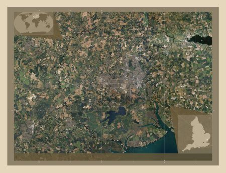 Photo for Colchester, non metropolitan district of England - Great Britain. High resolution satellite map. Corner auxiliary location maps - Royalty Free Image