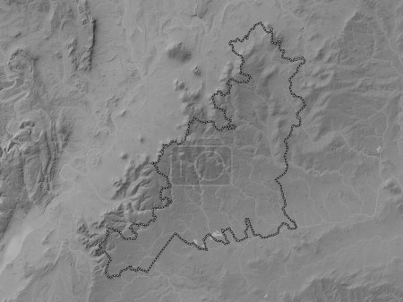 Photo for Cotswold, non metropolitan district of England - Great Britain. Grayscale elevation map with lakes and rivers - Royalty Free Image