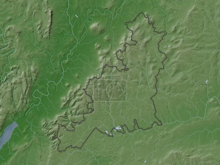 Foto de Cotswold, distrito no metropolitano de Inglaterra Gran Bretaña. Mapa de elevación coloreado en estilo wiki con lagos y ríos - Imagen libre de derechos