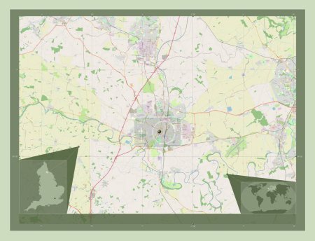Photo for Darlington, unitary authority of England - Great Britain. Open Street Map. Corner auxiliary location maps - Royalty Free Image