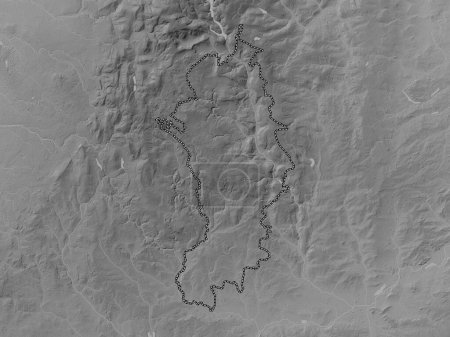 Photo for Derbyshire Dales, non metropolitan district of England - Great Britain. Grayscale elevation map with lakes and rivers - Royalty Free Image