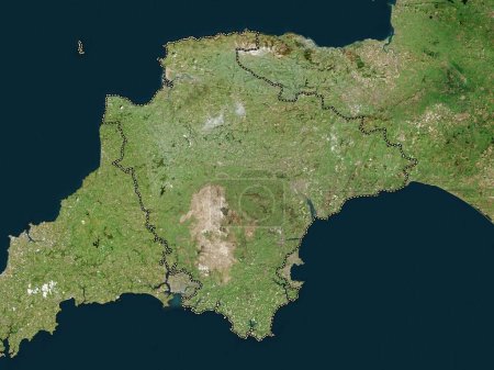 Téléchargez les photos : Devon, comté administratif d'Angleterre - Grande-Bretagne. Carte satellite haute résolution - en image libre de droit