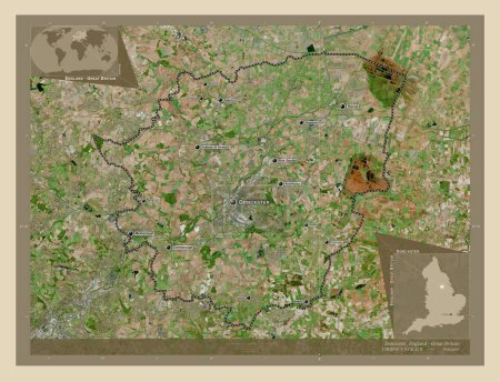 Photo for Doncaster, administrative county of England - Great Britain. High resolution satellite map. Locations and names of major cities of the region. Corner auxiliary location maps - Royalty Free Image