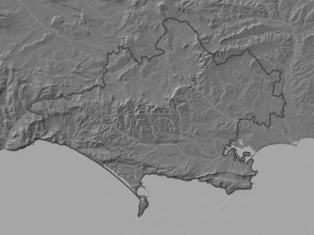 Foto de Dorset, condado administrativo de Inglaterra - Gran Bretaña. Mapa de elevación de Bilevel con lagos y ríos - Imagen libre de derechos