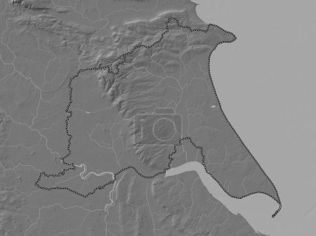 Foto de East Riding of Yorkshire, autoridad unitaria de Inglaterra Gran Bretaña. Mapa de elevación de Bilevel con lagos y ríos - Imagen libre de derechos