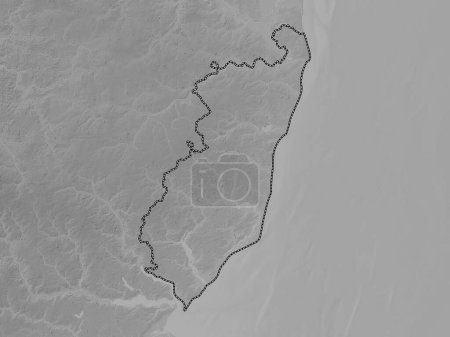 Photo for East Suffolk, non metropolitan district of England - Great Britain. Grayscale elevation map with lakes and rivers - Royalty Free Image