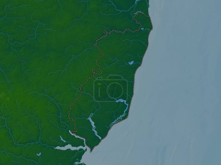Photo for East Suffolk, non metropolitan district of England - Great Britain. Colored elevation map with lakes and rivers - Royalty Free Image