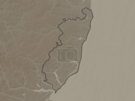 Photo for East Suffolk, non metropolitan district of England - Great Britain. Elevation map colored in sepia tones with lakes and rivers - Royalty Free Image