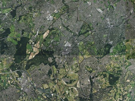 Foto de Epsom y Ewell, distrito no metropolitano de Inglaterra - Gran Bretaña. Mapa de satélite de alta resolución - Imagen libre de derechos
