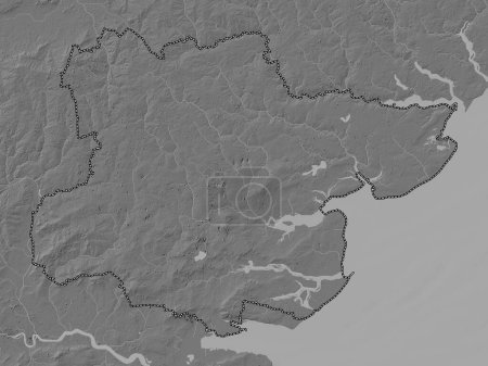Foto de Essex, condado administrativo de Inglaterra - Gran Bretaña. Mapa de elevación de Bilevel con lagos y ríos - Imagen libre de derechos