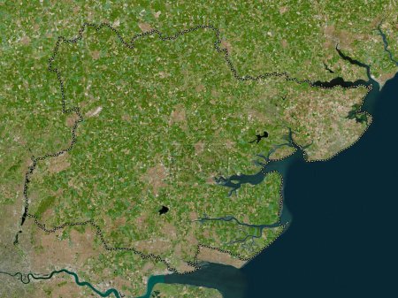 Téléchargez les photos : Essex, comté administratif d'Angleterre - Grande-Bretagne. Carte satellite haute résolution - en image libre de droit