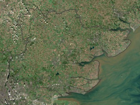 Téléchargez les photos : Essex, comté administratif d'Angleterre - Grande-Bretagne. Carte satellite basse résolution - en image libre de droit