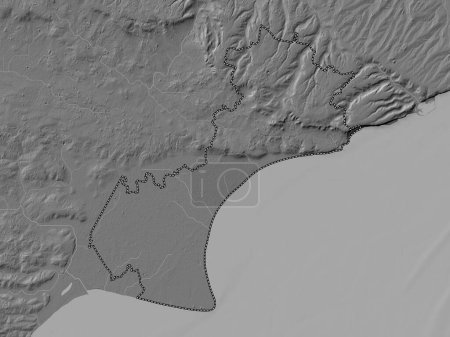 Photo for Folkestone and Hythe, non metropolitan district of England - Great Britain. Bilevel elevation map with lakes and rivers - Royalty Free Image
