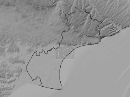 Photo for Folkestone and Hythe, non metropolitan district of England - Great Britain. Grayscale elevation map with lakes and rivers - Royalty Free Image