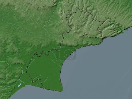Photo for Folkestone and Hythe, non metropolitan district of England - Great Britain. Elevation map colored in wiki style with lakes and rivers - Royalty Free Image