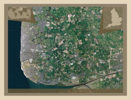 Photo for Fylde, non metropolitan district of England - Great Britain. High resolution satellite map. Locations of major cities of the region. Corner auxiliary location maps - Royalty Free Image