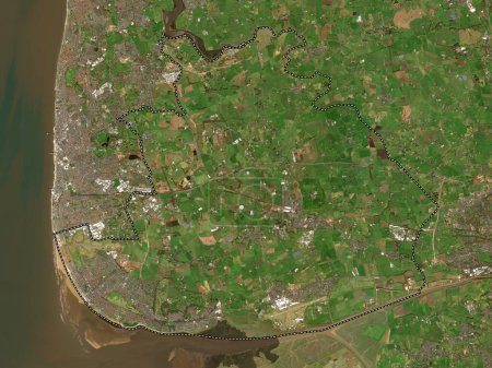 Téléchargez les photos : Fylde, district non métropolitain d'Angleterre - Grande-Bretagne. Carte satellite basse résolution - en image libre de droit