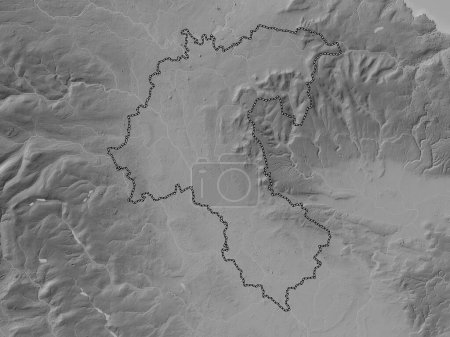 Foto de Hambleton, distrito no metropolitano de Inglaterra Gran Bretaña. Mapa de elevación a escala de grises con lagos y ríos - Imagen libre de derechos