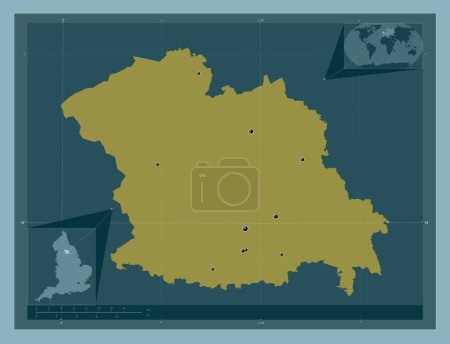 Photo for Harrogate, non metropolitan district of England - Great Britain. Solid color shape. Locations of major cities of the region. Corner auxiliary location maps - Royalty Free Image