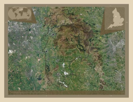 Photo for High Peak, non metropolitan district of England - Great Britain. High resolution satellite map. Locations of major cities of the region. Corner auxiliary location maps - Royalty Free Image