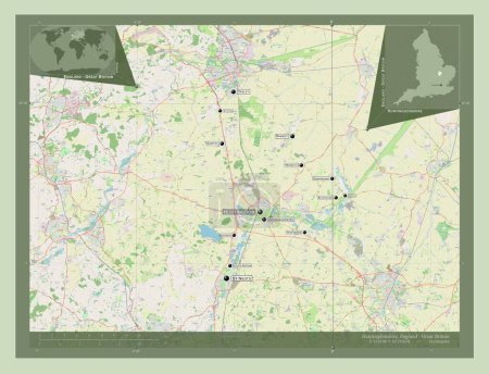 Photo for Huntingdonshire, non metropolitan district of England - Great Britain. Open Street Map. Locations and names of major cities of the region. Corner auxiliary location maps - Royalty Free Image