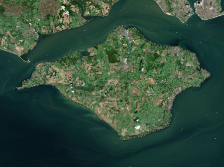 Téléchargez les photos : Île de Wight, autorité unitaire de l'Angleterre - Grande-Bretagne. Carte satellite basse résolution - en image libre de droit