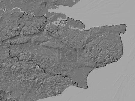 Téléchargez les photos : Kent, comté administratif d'Angleterre - Grande-Bretagne. Carte d'altitude de Bilevel avec lacs et rivières - en image libre de droit