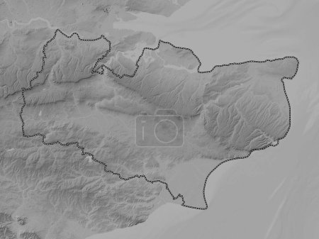 Photo for Kent, administrative county of England - Great Britain. Grayscale elevation map with lakes and rivers - Royalty Free Image