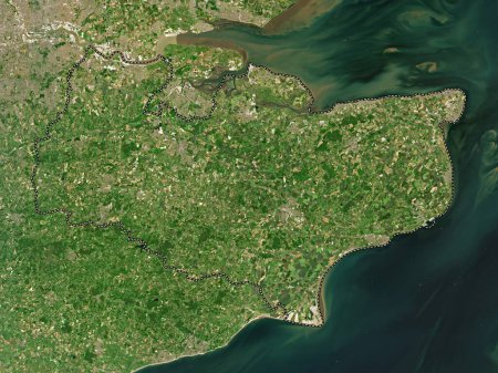 Foto de Kent, condado administrativo de Inglaterra - Gran Bretaña. Mapa satelital de baja resolución - Imagen libre de derechos