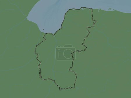 Téléchargez les photos : King's Lynn et West Norfolk, district non métropolitain d'Angleterre - Grande-Bretagne. Carte d'altitude colorée avec lacs et rivières - en image libre de droit